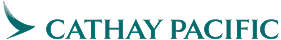 Cathay Pacific logo with teal brushwing emblem and the words CATHAY PACIFIC