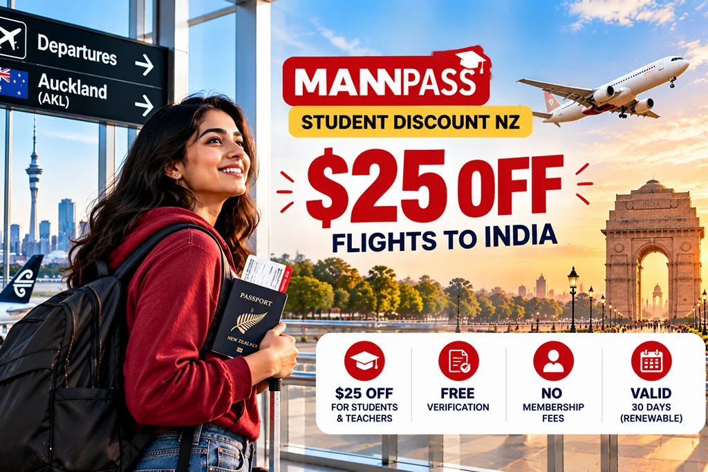 MannPass Student Discount NZ $25 Off Flights to India